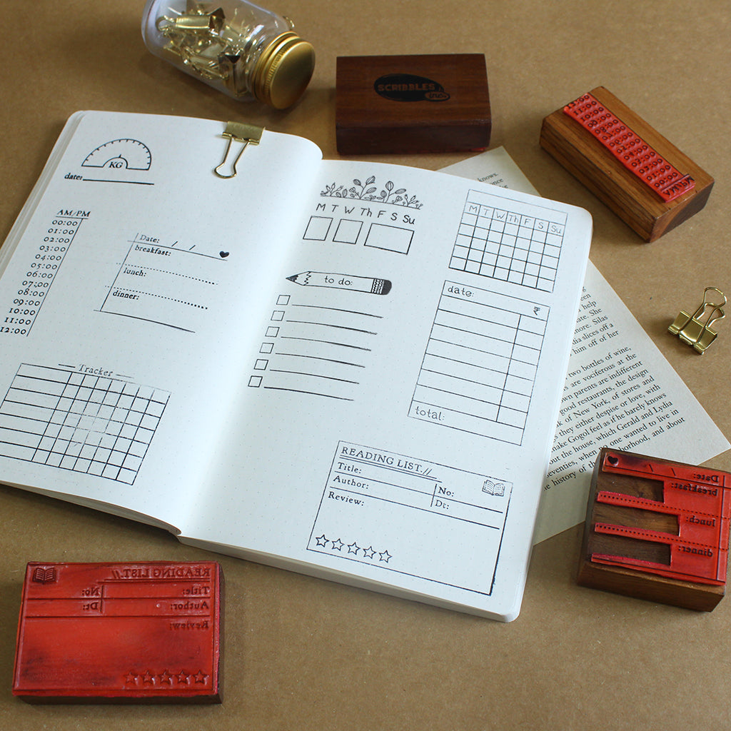 Journal Rubber Stamps with Wooden Mount –